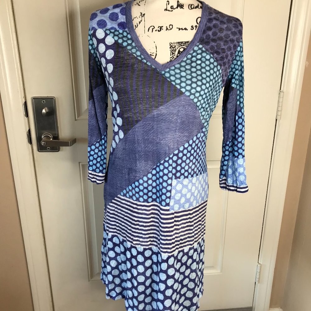 NWT David Cline Womens V-Neck 3/4 Sleeve Burnout Sheath Dress - Picture 1 of 3